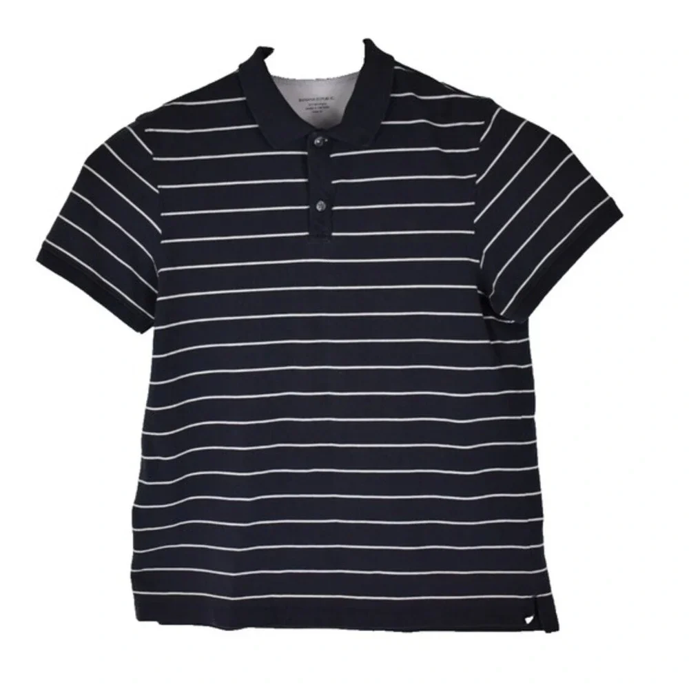 Banana Republic Polo Men's XL fitted Navy and white‎ stripe